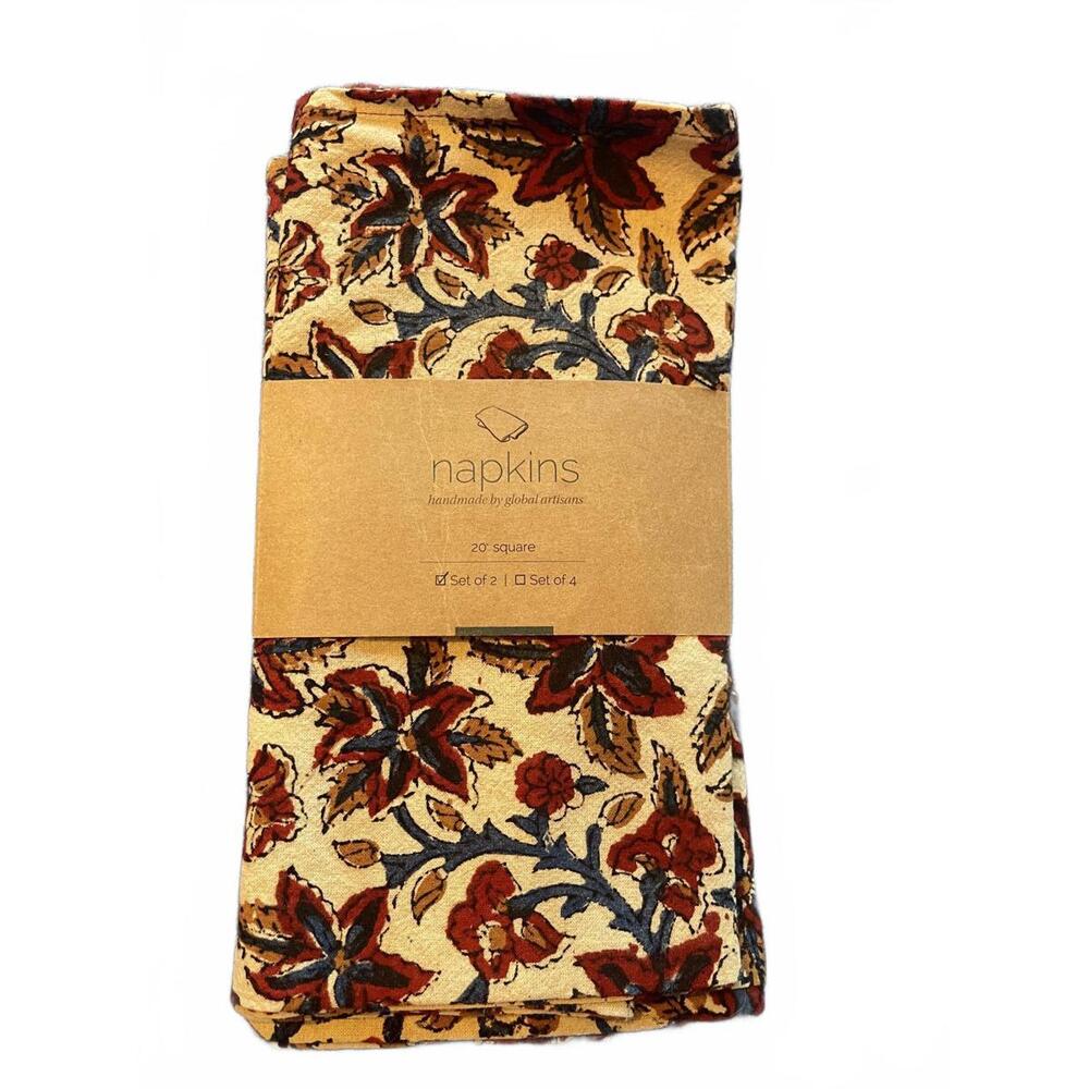 Set of 4 Handcrafted Floral Napkins by SERRV International - NWT